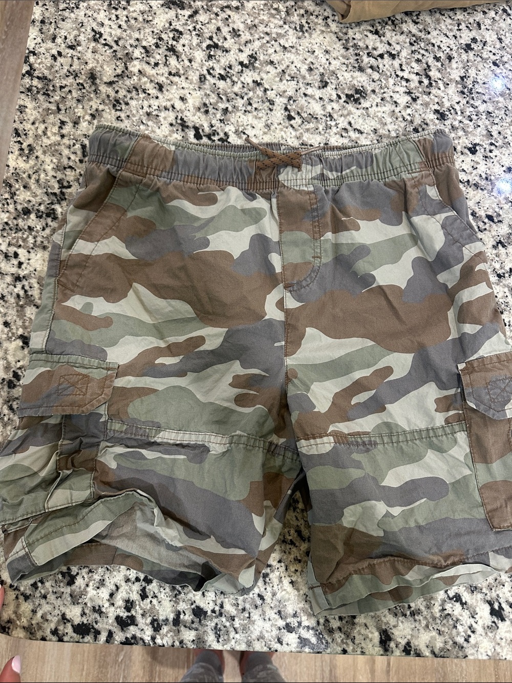 Kids  Camo Cargo Shorts - Green/Brown